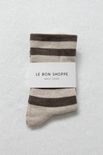 Load image into Gallery viewer, Le Bon Shoppe Wally Socks - Wide/Brown Stripe
