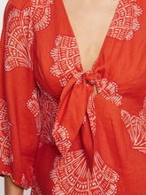 Load image into Gallery viewer, Kivari Indira Tie Front Mini Dress - Coral Hyde Boutique

