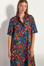 Load image into Gallery viewer, Juliette Hogan Isle Shirtdress - Black Bouquet Cotton  Hyde Boutique   
