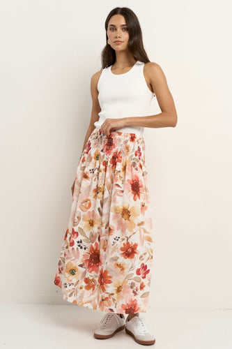 Ivy + Jack Cheerful Shirred Waist Maxi Skirt - Sunrise Meadow Hyde Boutique