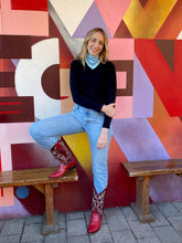 Load image into Gallery viewer, Dark Hampton X Kaylee Bell Cowboy Up Silk Petite Scarf - Blue Hyde Boutique
