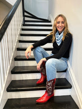 Load image into Gallery viewer, Dark Hampton X Kaylee Bell Cowboy Up Silk Petite Scarf - Blue Hyde Boutique

