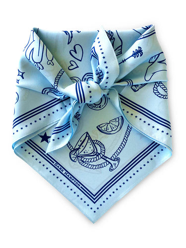 Dark Hampton X Kaylee Bell Cowboy Up Silk Petite Scarf - Blue Hyde Boutique