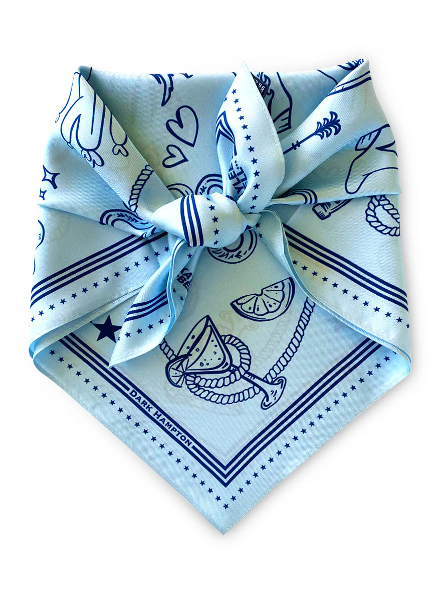 Dark Hampton X Kaylee Bell Cowboy Up Silk Petite Scarf - Blue Hyde Boutique