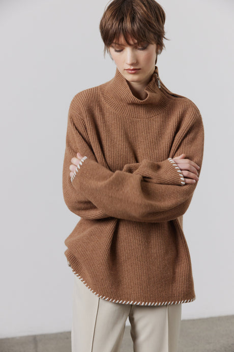 Laing Aidan Ribbed Sweater – Saddle  Hyde Boutique   