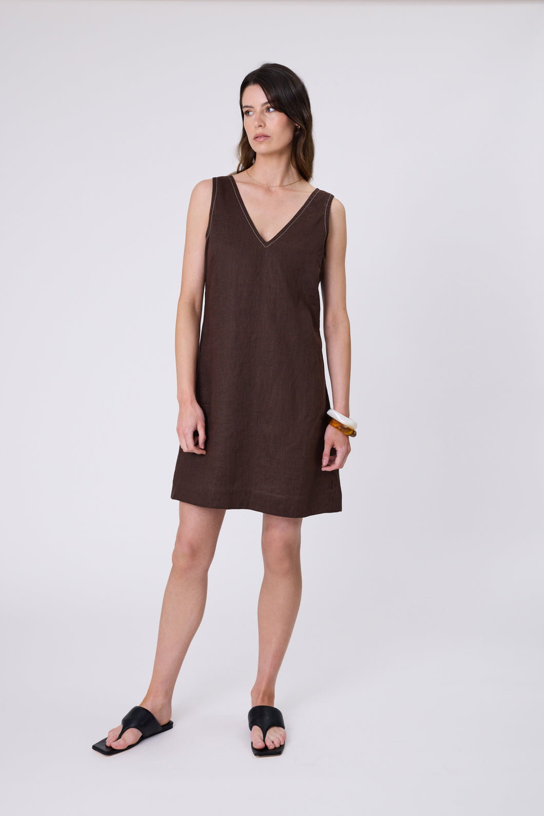 Marlow Luna Linen Dress - Carob