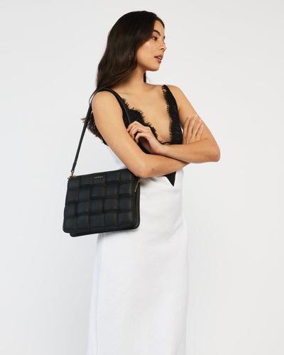 Saben Matilda Shoulder Bag - Black Woven  Hyde Boutique   