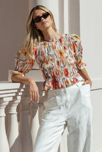 Load image into Gallery viewer, Ivy + Jack Melodic Shirred Body Short Sleeve Top - Sunrise Meadow Hyde Boutique
