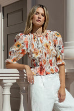 Load image into Gallery viewer, Ivy + Jack Melodic Shirred Body Short Sleeve Top - Sunrise Meadow Hyde Boutique

