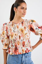 Load image into Gallery viewer, Ivy + Jack Melodic Shirred Body Short Sleeve Top - Sunrise Meadow Hyde Boutique
