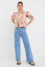 Load image into Gallery viewer, Ivy + Jack Melodic Shirred Body Short Sleeve Top - Sunrise Meadow Hyde Boutique
