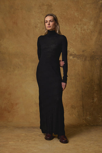 Standard Issue Merino Bargello Skivvy Dress - Black  Hyde Boutique   