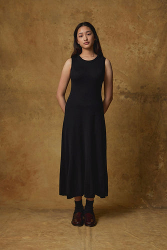 Standard Issue Merino Flared Dress - Black  Hyde Boutique   