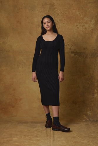 Standard Issue Merino Scoop Neck Dress - Black  Hyde Boutique   