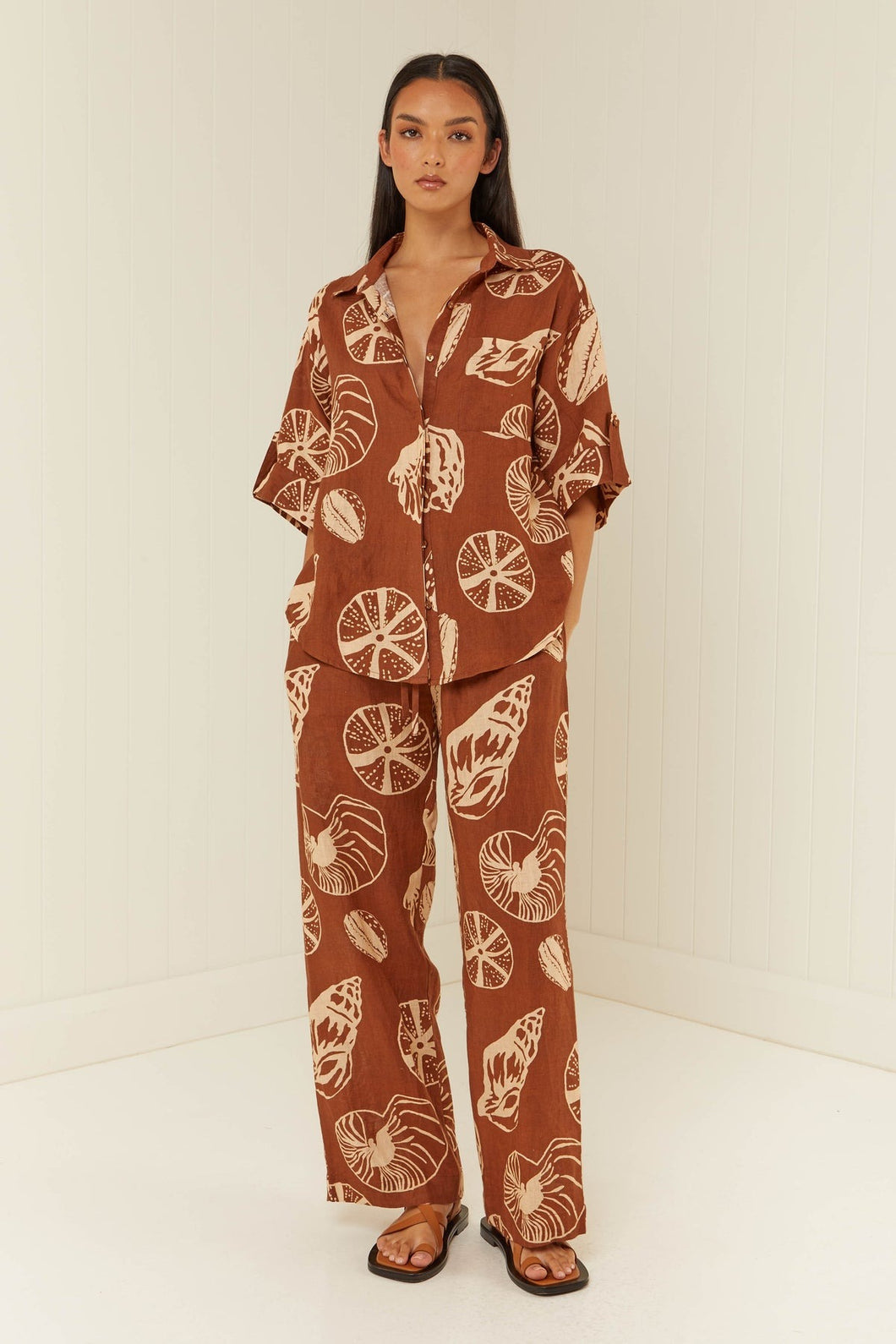 Palm Noosa Mirage Shirt - Brown Shells  Hyde Boutique   