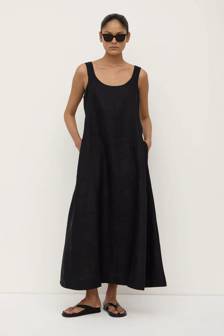 Assembly Label Maree Linen Midi Dress - Black Apparel > Women > Clothing > Dresses > Midi Dresses > Assembly Label Hyde Boutique