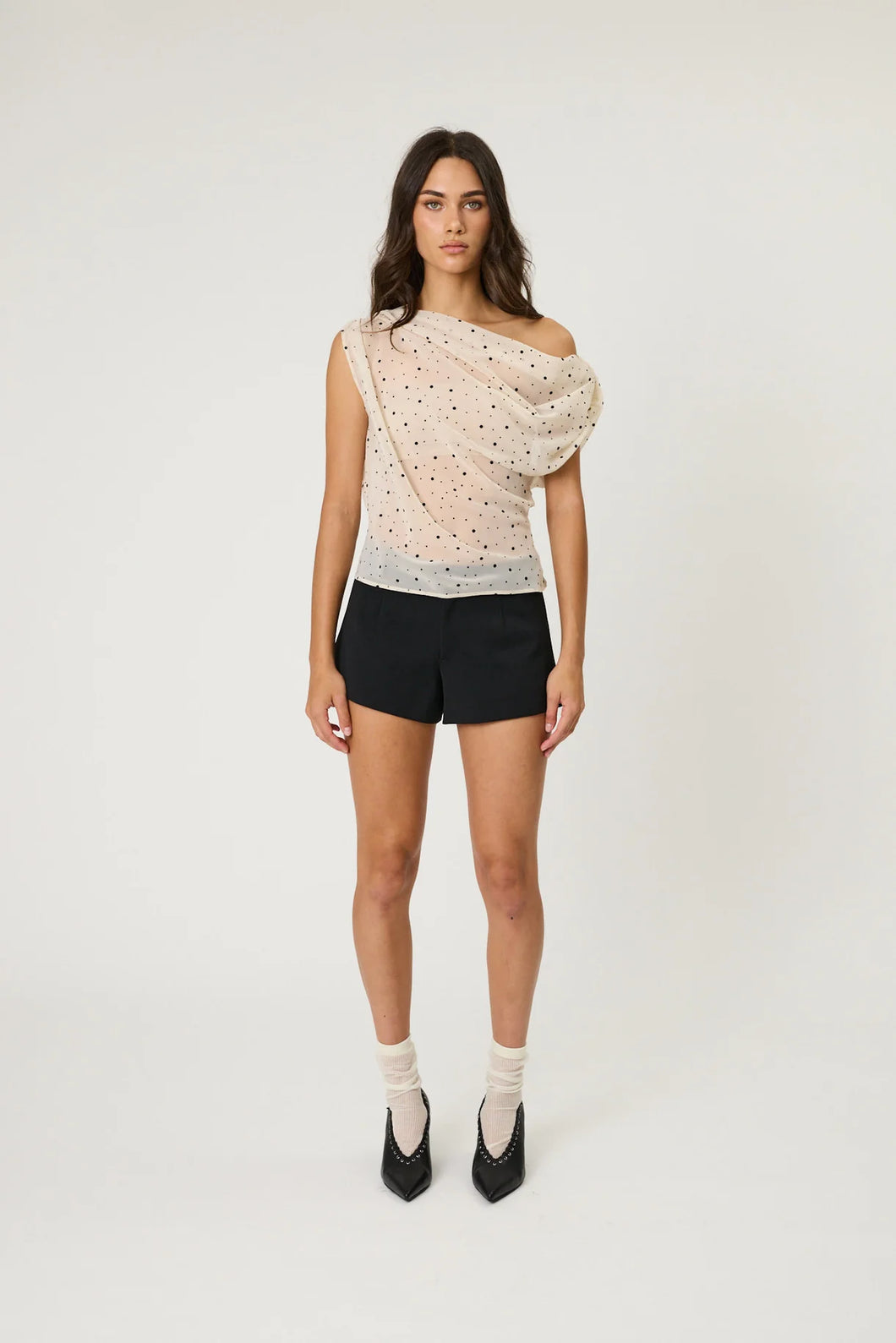Remain Winnie Top - Bone Polka Dot Hyde Boutique