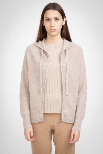 Aleger Cashmere N.16 Cashmere Zip Hoodie - Champagne  Hyde Boutique   