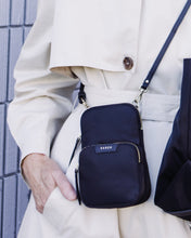 Load image into Gallery viewer, SABEN Nikko Pocket Nylon Phone Sling - Black Recycled Nylon Crossbody SABEN
