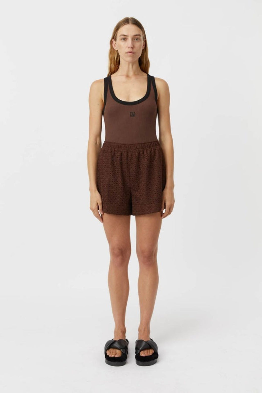 Camilla and Marc Nora Contrast Bind Scoop Neck Tank - Mocha/Black  Hyde Boutique   