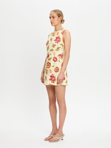 Kivari Odessa Mini Dress - Butter/Red Hyde Boutique