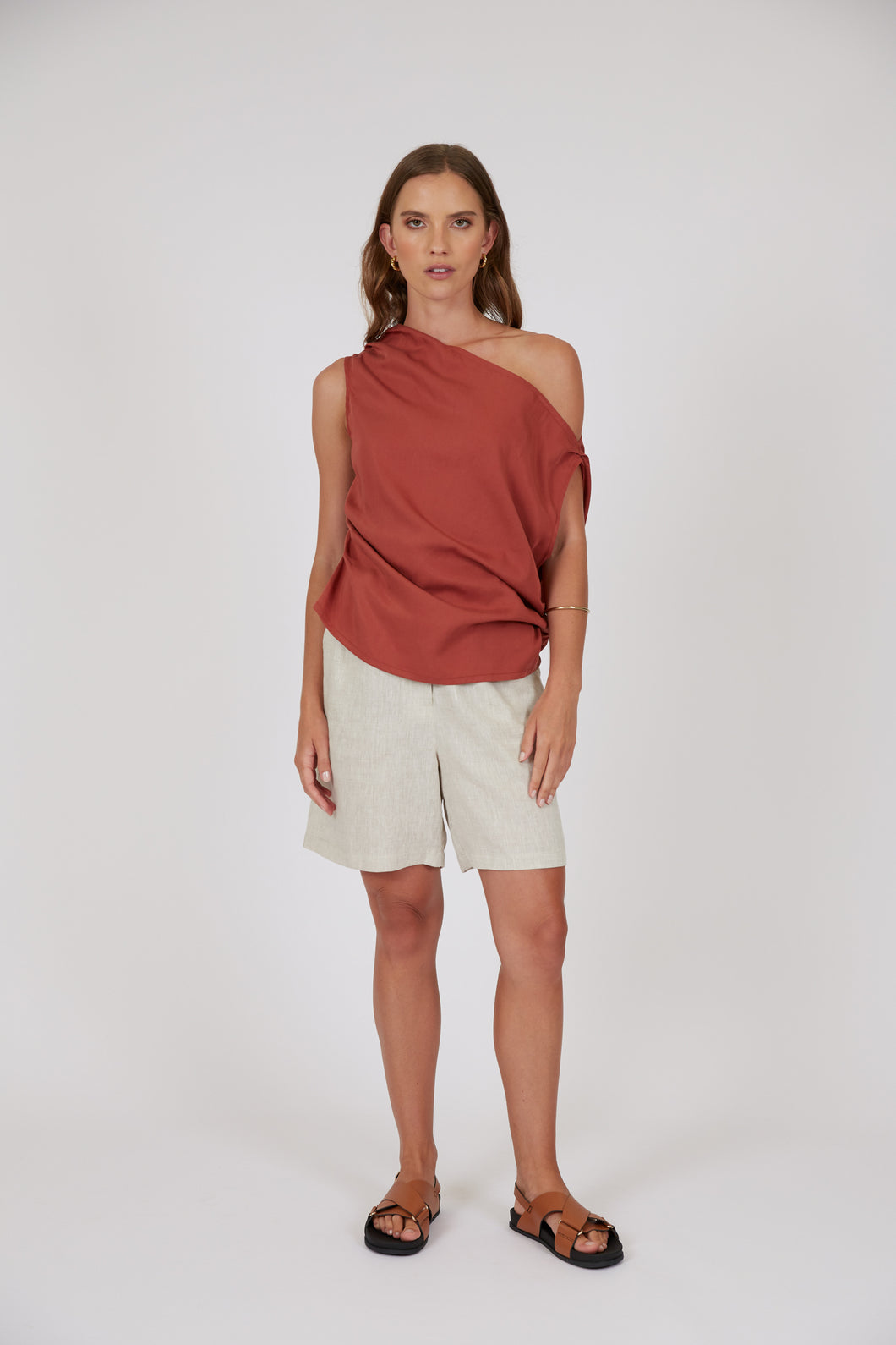 Marlow Palma Asymmetric Top - Rhubarb