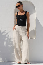 Load image into Gallery viewer, RE:UNION Label Curator Linen Pleat Front Wide Leg Pants - Natural
