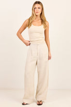 Load image into Gallery viewer, RE:UNION Label Curator Linen Pleat Front Wide Leg Pants - Natural
