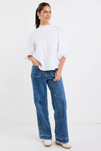 Load image into Gallery viewer, Ivy + Jack Polished Linen High Neck Pleat Sleeve Top - White Arriving Saturday
