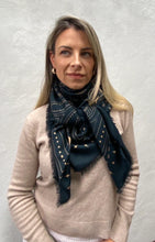 Load image into Gallery viewer, Dark Hampton x Ellie Compton The Quin Navy Wool Silk Scarf Arriving Tuesday Hyde Boutique
