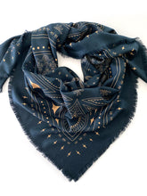 Load image into Gallery viewer, Dark Hampton x Ellie Compton The Quin Navy Wool Silk Scarf Arriving Tuesday Hyde Boutique
