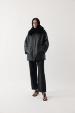Load image into Gallery viewer, Rebe Shearling-Collar Leather Jacket - Black Arriving Next Week Hyde Boutique
