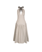 Load image into Gallery viewer, Ruby Relaxe Halter Dress - Olive Stripe
