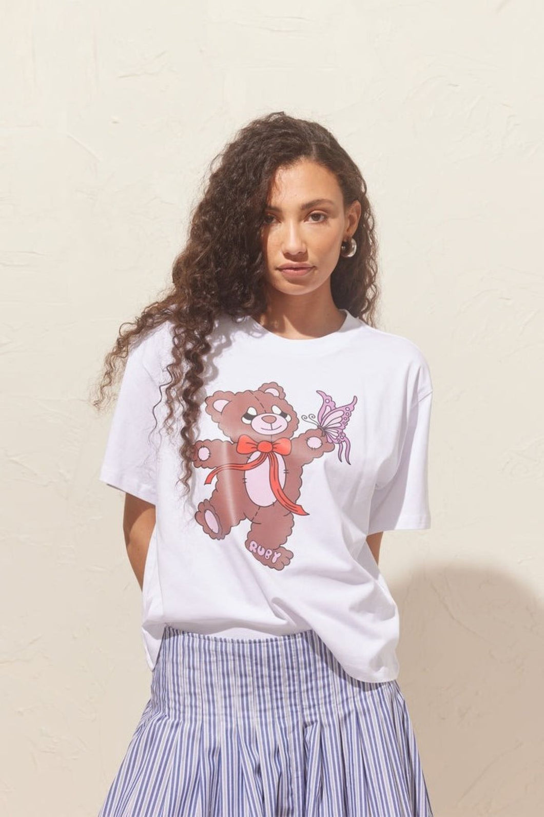 Ruby Rubear Tee - White | Teddy Bear Arriving Soon Hyde Boutique