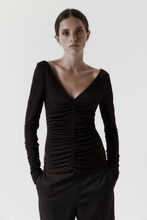 Load image into Gallery viewer, Rebe Ruched Long Sleeve Tee - Balsamic Hyde Boutique
