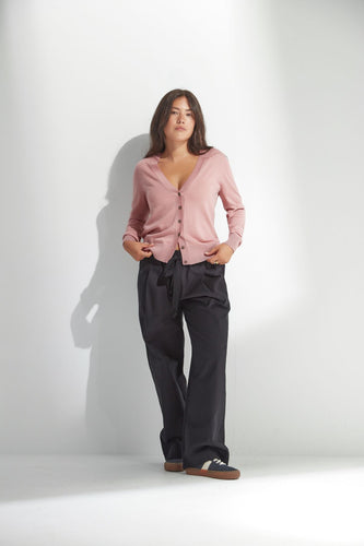 Standard Issue Merino V-Neck Cardigan - Coral Hyde Boutique
