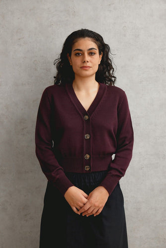 Standard Issue Merino V Neck Crop Cardigan - Fig Hyde Boutique