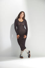 Load image into Gallery viewer, Standard Issue Cotton Henley Dress - Black Hyde Boutique
