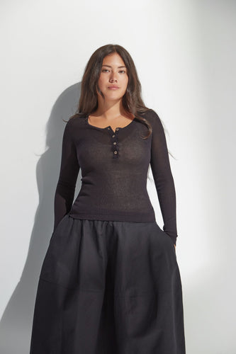 Standard Issue Cotton Henley - Black Hyde Boutique