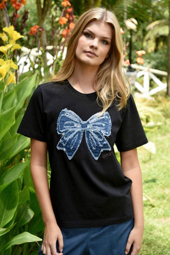 Coop by Trelise Cooper Simply Bowtiful T-Shirt - Black & Denim Hyde Boutique