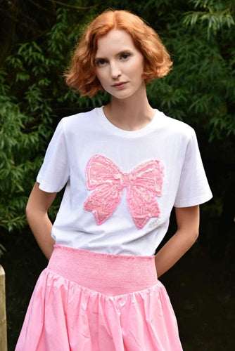 Coop by Trelise Cooper Simply Bowtiful T-Shirt - White & Pink Hyde Boutique