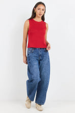 Load image into Gallery viewer, Among The Brave Salute Relaxed Sleeveless Knit Tank Top - Red
