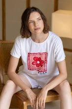 Load image into Gallery viewer, Blak Say So Tee - White with Pink/Red Peppa Hart Flower Hyde Boutique
