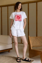 Load image into Gallery viewer, Blak Say So Tee - White with Pink/Red Peppa Hart Flower Hyde Boutique
