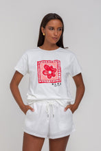 Load image into Gallery viewer, Blak Say So Tee - White with Pink/Red Peppa Hart Flower Hyde Boutique
