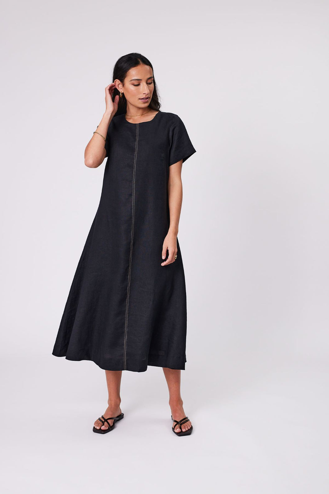 Marlow Sicily Linen Dress - Black  Hyde Boutique   