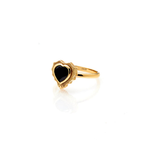 Silk & Steel Amour Heart Ring - Black / Gold  Hyde Boutique   