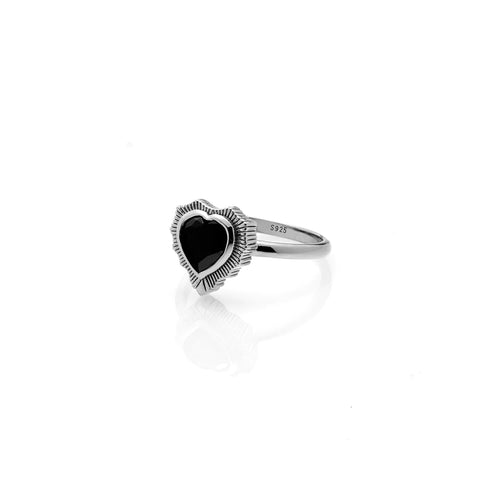 Silk & Steel Amour Heart Ring - Black / Silver  Hyde Boutique   