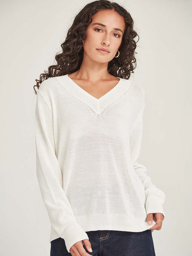 Sills Carnival V Neck Sweater - Milk Hyde Boutique