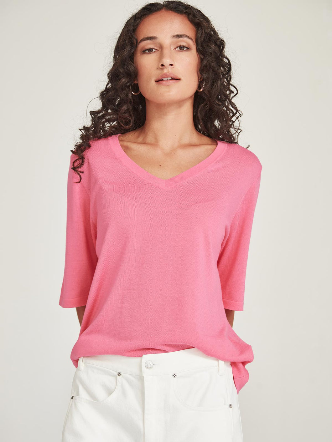 Sills Vera V Knit Tee - Pink Sherbet Hyde Boutique